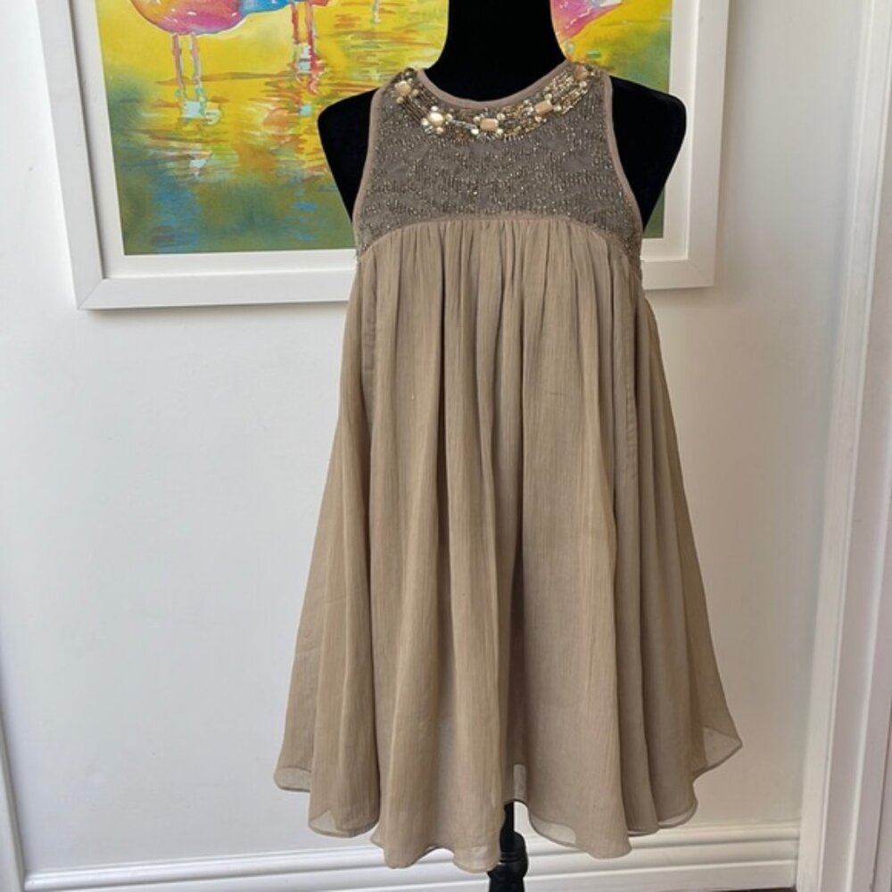 NWOT Anthropologie Sachin & Babi Embellished Tan Sleeveless Dress size 2